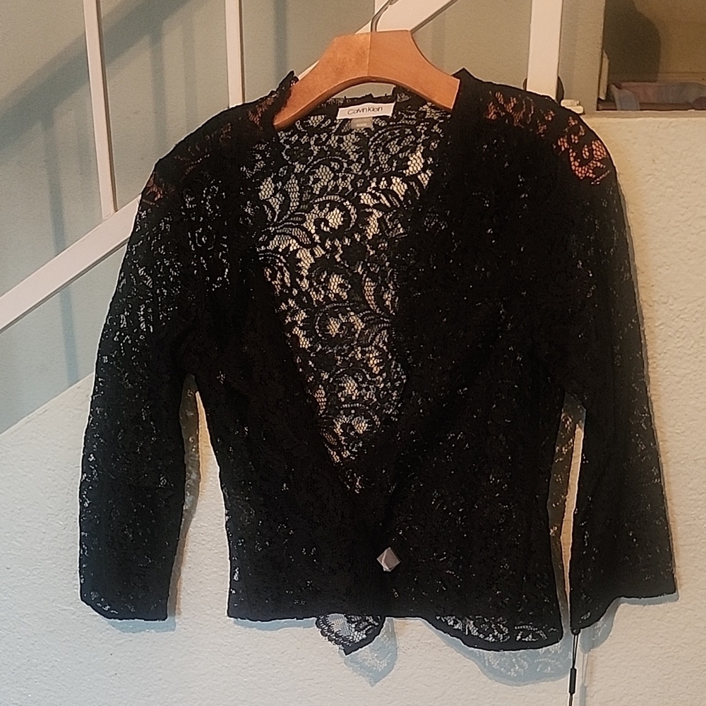 Calvin Klein Black Floral Lace Top